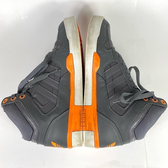 ADIDAS HIGH TOP GRAY WHITE AND ORANGE SNEAKERS MEN’S SIZE 8.5 - Picture 4 of 11